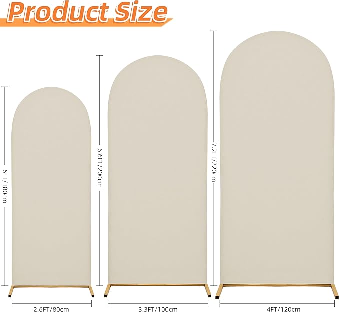 3-Piece Arch Cover Bundle – 7.2FT, 6.6FT & 6FT Stretch Spandex Backdrop Set – Wedding, Birthday & Photo Booth Arch Covers for Every Event