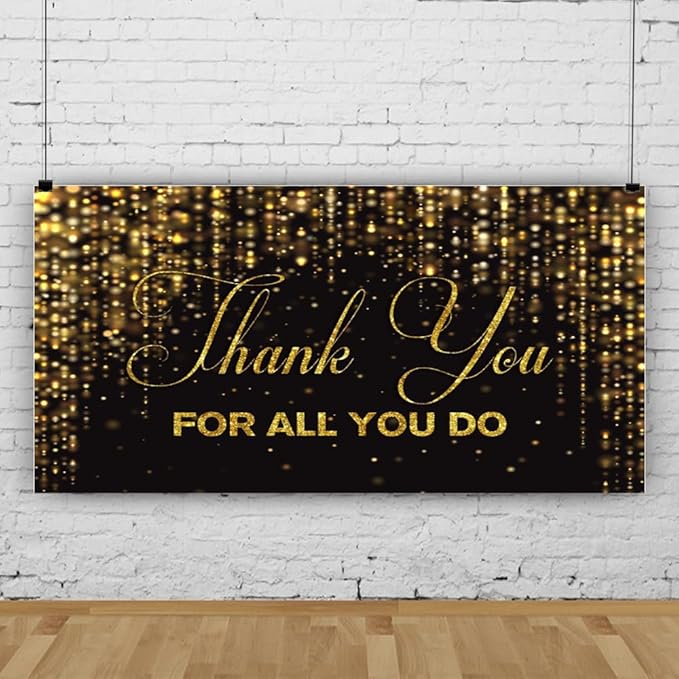 15x8ft Thank You for All You Do Backdrop Black Gold Congratulations Graduates Background Be Thankful to The Teacher Doctor Staff We Appreciate You Decor Banner Backdrop for Senior Year Party