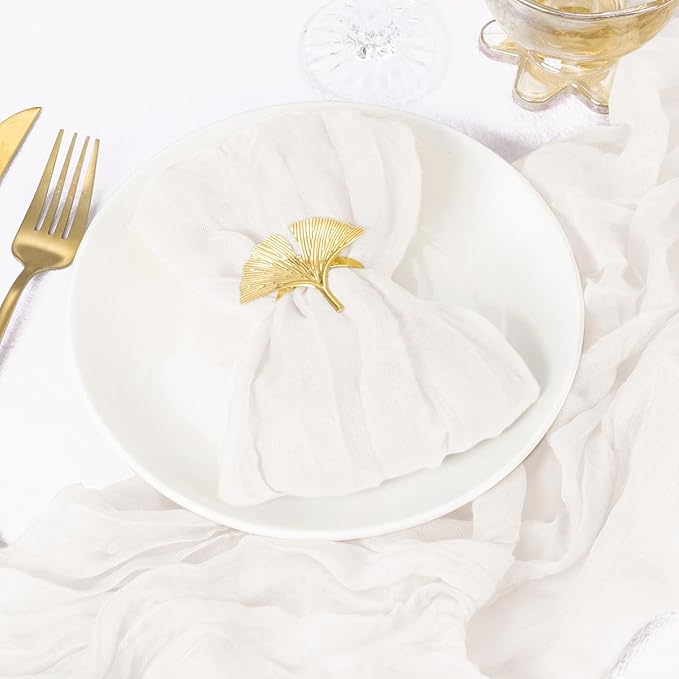 50 Pack Ivory White Cheesecloth Napkins Spring Cloth Napkins Set of 50 Dinner Napkins Bulk 21x21 Inches for Wedding Bridal Shower Baby Shower Valentine's Day