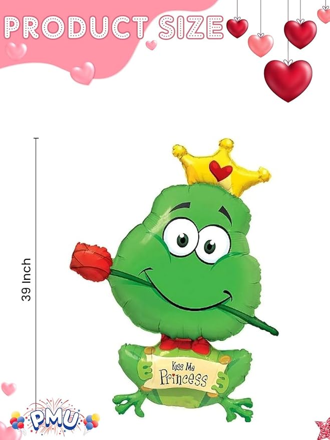 PMU Valentine's Day Frog-Kiss Me Princess 39in Mylar-Foil Balloon (25/pkg) Pkg/1