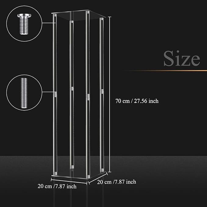 Geetery 4 Pieces 28 Inch Tall Acrylic Vase Wedding Centerpieces Clear Flower Stand Column Geometric Floral Vase Elegant Display Holder for Birthday Party Wedding Table Decorations