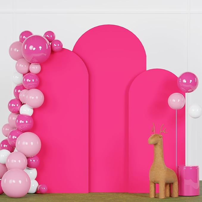 Arch Covers Set 6FT 6.6FT 7.2FT Hot Pink Wedding Arch Cover for Metal Arch Frame Spandex Fitted Arch Cover 2 Sides Arch Covers Stretchy Fabric Arch Stand Cover for Parties Wedding
