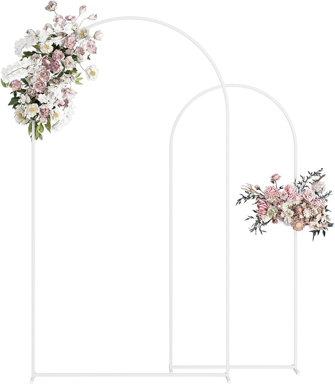 Wedding Arch, Metal Arch Backdrop Stand, Balloon Arch Stand Wedding Frame for Ceremony Decoration (White, 7.2FT, 6FT Arch Backdrop)