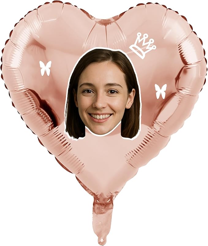 20 Pcs18 inch Custom Foil Balloons with Picture – Heart, Star, or Round – Personalized with Photo, Text, or Logo – Full-Color Print for Birthday, Memorial, Party, or Event Decor (heart)