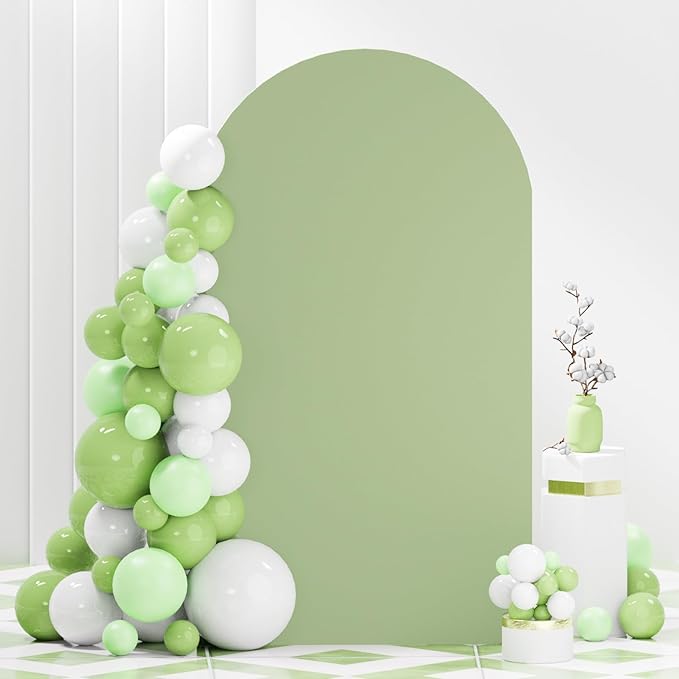 Metal Arch Stand and Cover Set 7.2FT Sage Green Arch Stand Cover for Arch Stand Frame Wedding Arch Stand with Spandex Arch Cover Set for Bridal Baby Shower Wedding Banquet Decoration