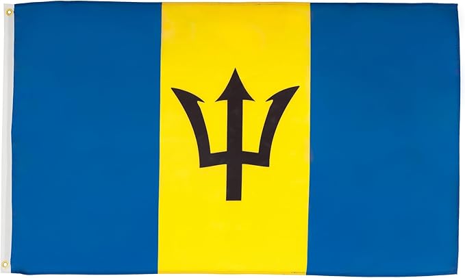 AZ FLAG Set of 10 Barbados Flags – 90 x 60 cm – 100% Polyester Barbados Flag with Integrated Metal Eyelets