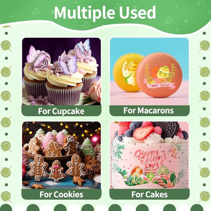 Edible Paper, Frosting Sheets A4 Size with 120pcs Wafer Butterflies, Icing Sheets for Cakes Printable, Edible Image Paper, Sugar Sheet for Cupcake Toppers, Cake Decorations