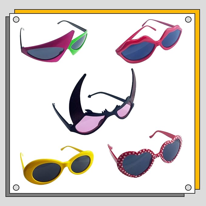 16 Pack Funny Sunglasses Novelty Party Glassses Masks for Adults Cool Shaped Funny Party Eyeglasses, Photo Booth Props Sunglasses Dress Up Costume Glasses Pack