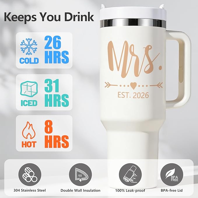 Qtencas Wedding Gifts for Couples 2026, Mr and Mrs Gifts 2026 Tumblers Set, Engagement Anniversary Wedding Gift for Newlyweds, Mr and Mrs Gift (Black & Beige)