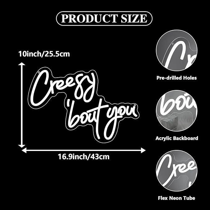 Wedding Neon Sign, Creesy 'bout You Led Neon Light Signs for Bachelorette Bridal Engagement Party Decoration Bridal Shower Wall Decor Valentine's Day Night Light Dimmable USB Powered(16.9"*10")