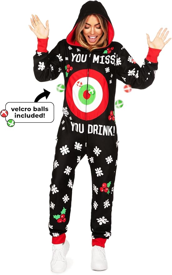 Tipsy Elves Christmas Onesies for Adults - Comfy Unisex Matching Holiday Jumpsuits with Convenient Pockets