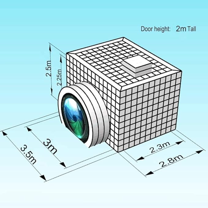 SAYOK Inflatable Photo Booth with Lights, Portable Camera Shaped Cube Tent with Blower, 11.5x9.2x8.2ft (White/Silver), Backdrop for Wedding Events, Parties, Exhibitions