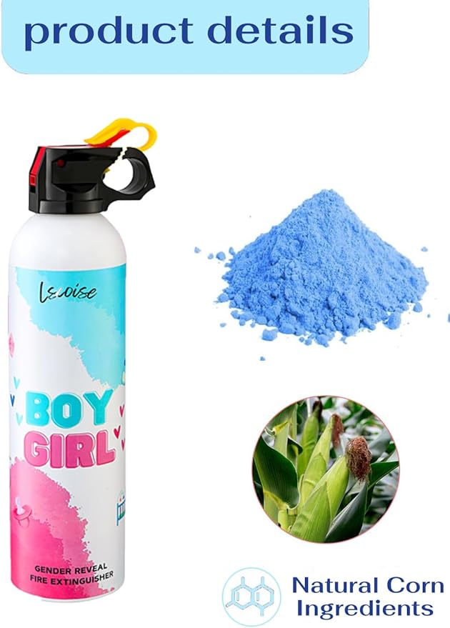 Gender Reveal Fire Extinguisher Set for Newborn Baby, 4Pcs Blue Gender Reveal Smoke Bombs, 100% Biodegradable Color Blaster for Cool Gender Reveal Ideas, Confetti Power Cannon Shooter Party Supplies