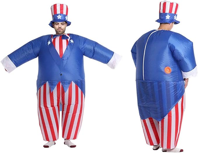 Uncle Sam Blow up Inflatable Costume for 4th of July Independence Day Patriotic President Election Party Decorations Photo Booth Props