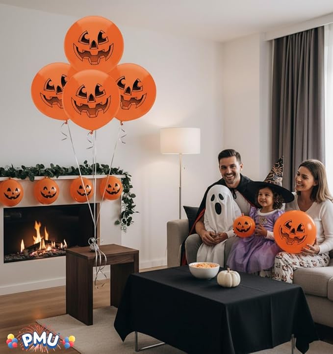 PMU Halloween Balloons 17 Inch PartyTex Bright Orange Jack-O-Lantern Latex Pkg/72