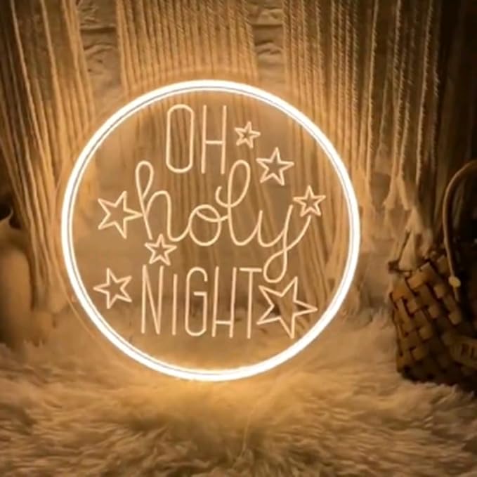 Oh Holy Night Christmas Decor,Christmas Neon Sign Custom,Kids Room Christmas Sign,Baby Room Decor,Chrismtas Gifts for Kids,USB Night Light Size:16inches