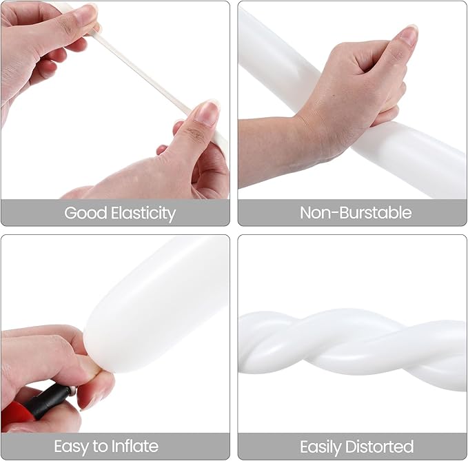 Lenwen 1000 Pcs Long Balloons Bulk 260 Latex Twisting Balloons Decoration for Birthday, Wedding, Festival, Clowns, Party Supplies(White)
