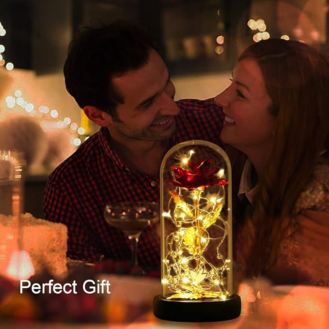 Valentines Day Gifts for Her,Valentines Gifts for Women,Flowers for Delivery Prime,Flower Galaxy Artificial Flower Light Up Rose in A Glass Dome,Anniversary Mothers Day, Birthday Gifts