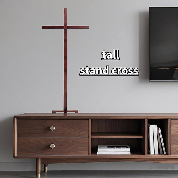 Rozozo Assembly Maximum 71Inch(180cm) Adjustable Large Wooden Handmade Cross,Oversized Stand Tall Yard Cros,Wall Cross Decoration,Catholic Easter Wedding Christmas Outdoor Cross-2