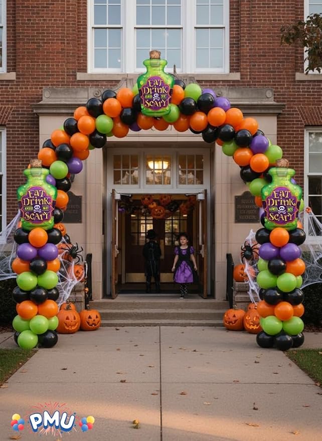 PMU 10 Pc Halloween Party Decoration Accessory 40 Inch "Eat Drink And Be Scary" Design Mylar-Foil Balloon
