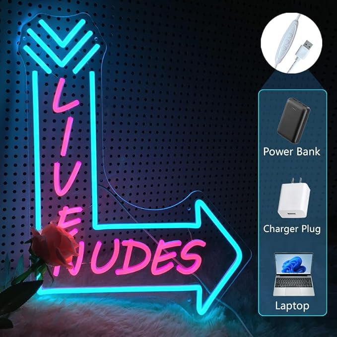 Large Live Neon Sign (20X15inches), Neon Signs for Man Cave & Home Art Decor,USB Powered LED Neon Lights Signs with Dimmer for Bar Office Hotel Pub Cafe Recreation Room Sign