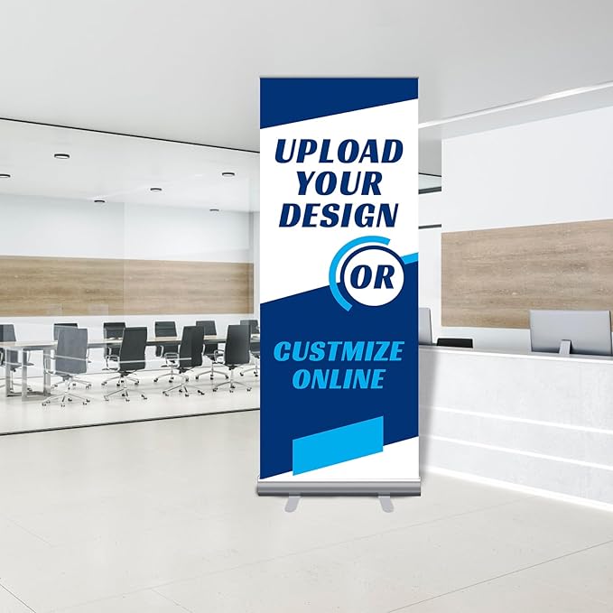 Custom Retractable Banner Stand with Your Picture Text Logo 24"x 63" Customizable HD Print Banners and Signs for Birthday Party Wedding Trade Show Stands