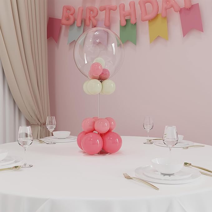 YALLOVE Clear Acrylic Tabletop Balloon Stand Kit, 15.75 Inch 10 pack Ballon Stick Holder with Base for Centerpiece Party Decoration (Balloons Not Included)