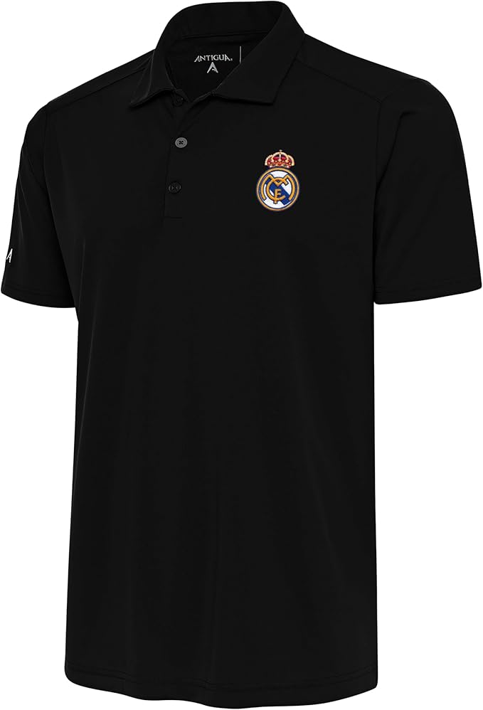 Antigua Real Madrid Men’s Tribute Polo, Performance Soccer Fan Golf Shirt in 100% Poly Jersey
