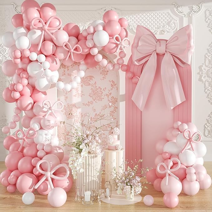 Arch Backdrop Cover Baby in Bloom Baby Shower Elastic Spandex Fabric Blue Pink Flower Floral Bows Girl Birthday Party Baptism Decoration (Customized,G4014)
