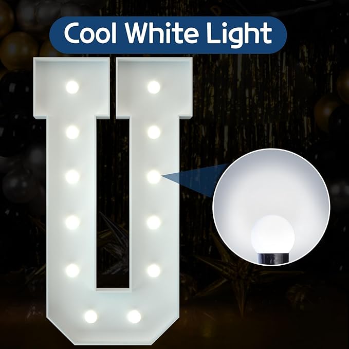Marquee Letters 4 Feet Tall Large Light Up Letters Decorations Wedding Engagement Proposal White Party Decorations Marry Me Sign Big Cardboard Backdrop U