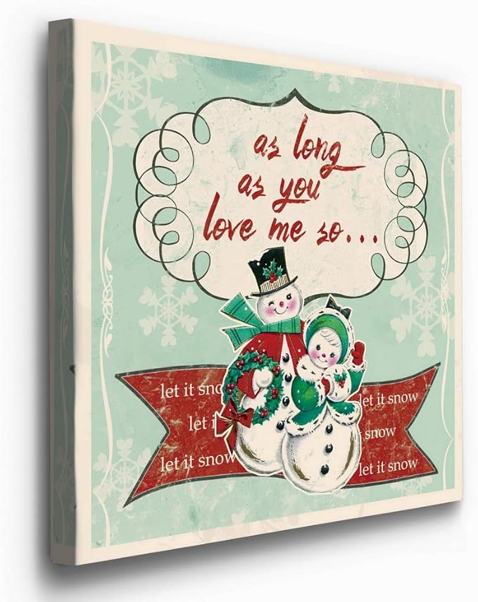 Renditions Gallery Let it Snow Couple Wall Art, Christmas & Winter Artwork, Cute Pair of Snowmen Holiday Decor, Premium Gallery Wrapped Canvas, Ready to Hang, 40 in H x 40 in W, Made in America