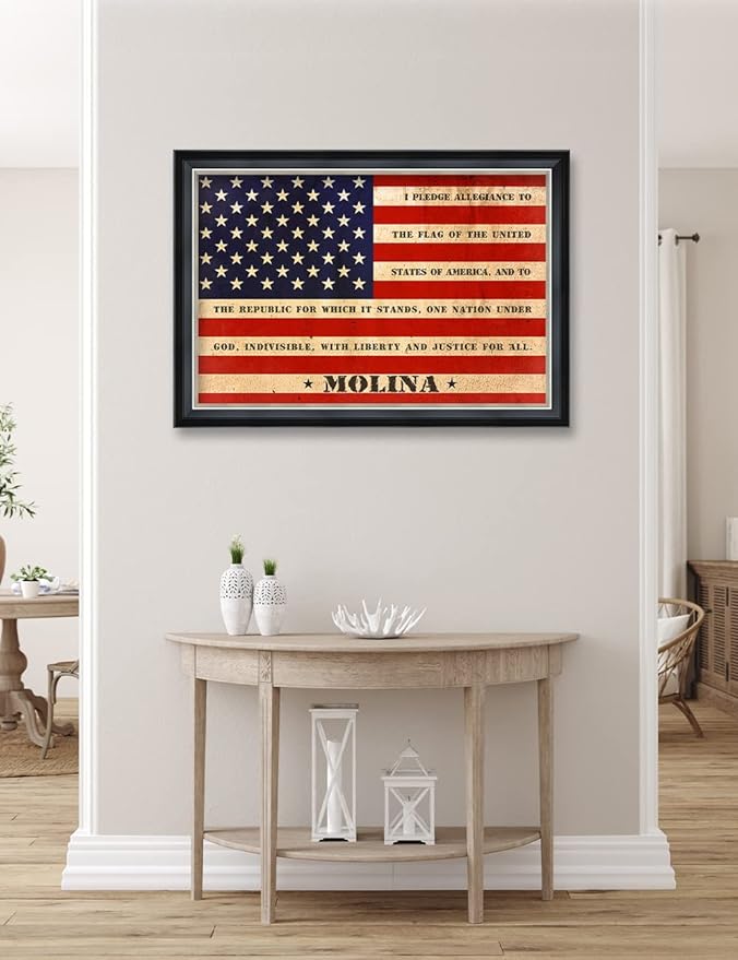 IPIC - American Flag, Personalized Ideal Gift Custom Framed Wall Art with Names and Date, Giclee Prints with Solid Wood Frame, Unique and Memorable Present. Wall Art for Home Decor.