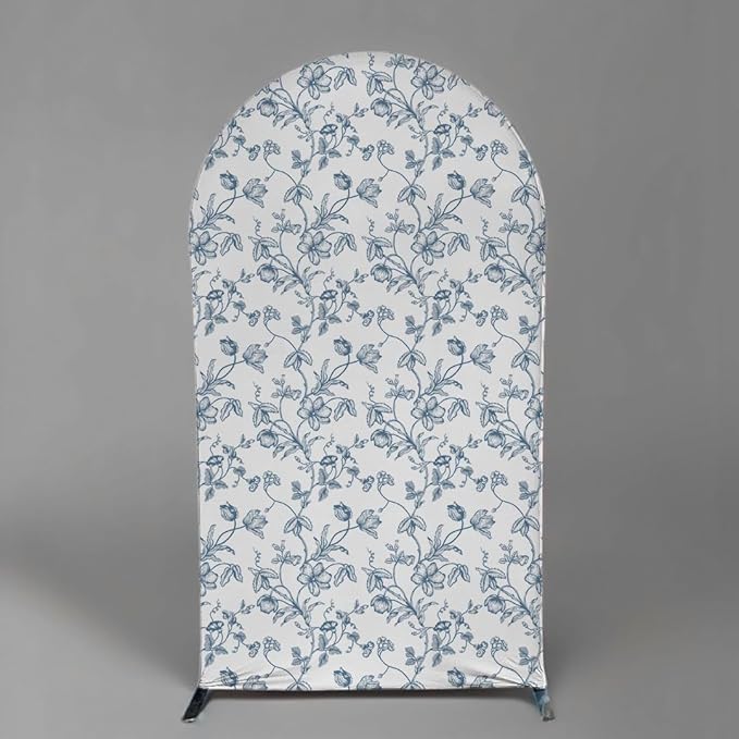 Something Blue Before I Do Arch Backdrop Cover Wedding Bridal Shower Bride to be Toile Party Arch Fabric Cover Blue Bloom Floral Baby Shower Decors (4X7.2ft,4285)