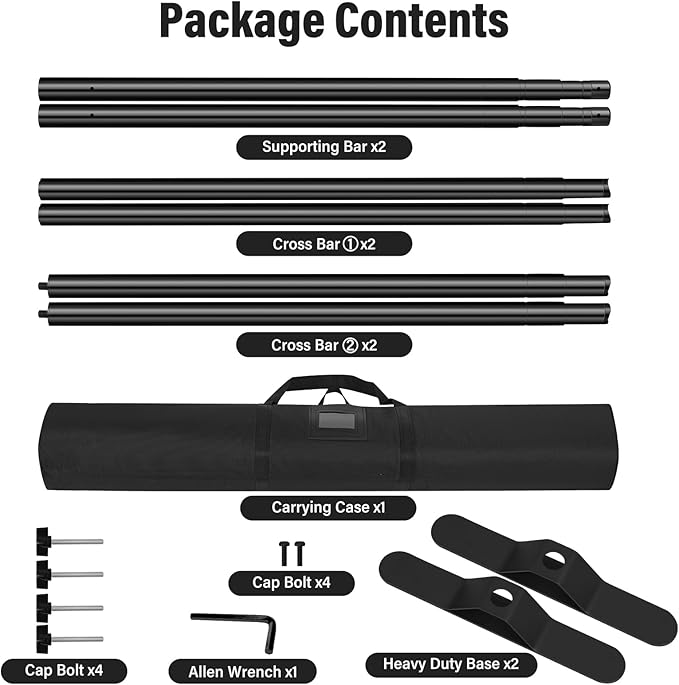 10 x 8 Backdrop Banner Stand with Extra Thick Tubing, Heavy Duty Adjustable Step and Repeat Stand for Photography, Portable Trade Show Banner Frame with Carring Bag