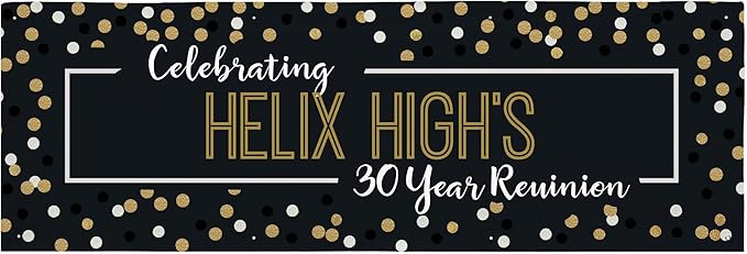 Let's Make Memories Personalized Banner - Birthday, Wedding, Engagement, Work Event Celebration Banner - Custom Party Decorations - Indoor/Outdoor Vinyl - Confetti - Black & Gold - 10ft
