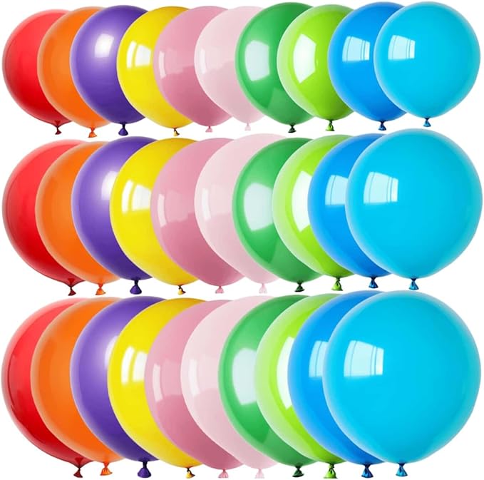 100 Pcs Giant Balloons Kit 18 24 36 Inch Mixed Size Latex pool Balloon, With 10 Colors - Party Decoration Supplies for Birthdays, Weddings, Events