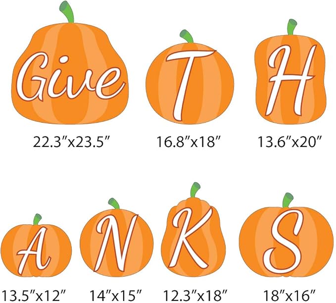 VictoryStore Yard Sign Outdoor Lawn Decorations: Pumpkin Give Thanks Thanksgiving Yard Decorations 7pcs with Short Stakes