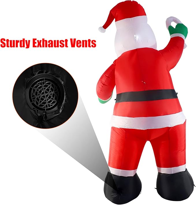 10ft Inflatable Christmas Decorations, Christmas Santa Claus with Candy with LED Light Blow Up for Christmas Party Indoor, Outdoor, Yard, Garden, Lawn