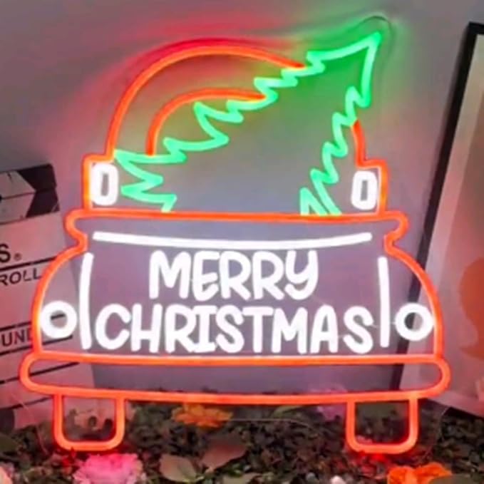 Merry Christmas Neon Sign Custom Christmas Neon Light Christmas Led Sign Christmas Decor Christmas Tree Decor Home Wall Decorations Size:18x17inches