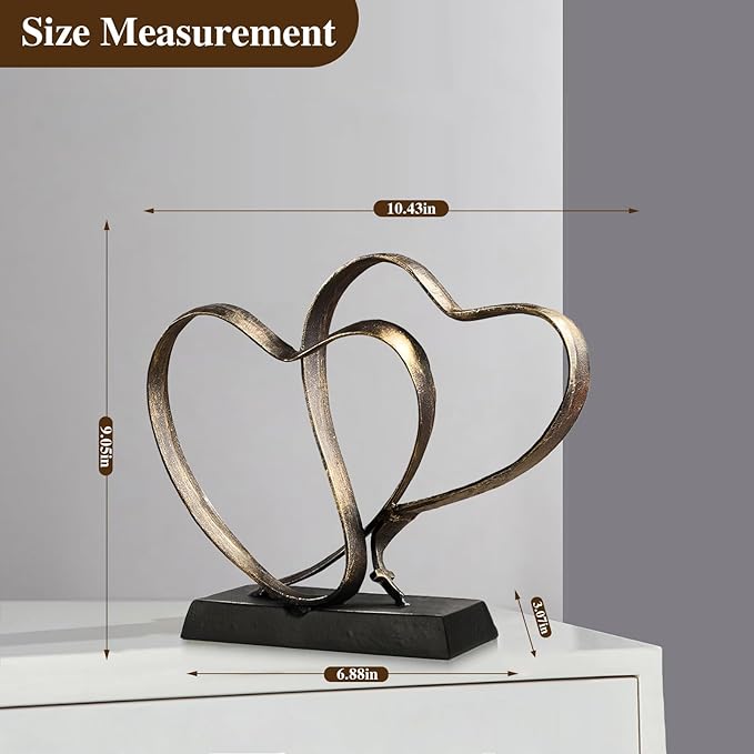 Anniversary Wedding Gifts for Couple Her Iron Heart Sculpture Religion Decor 1st to 60th Valentines Day Gift for Wife Husband Includes Present Box and Poem Card