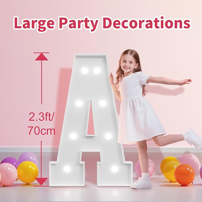 Baby Shower Decorations for Girl Boy Marquee Letters 2.3FT Large Light Up Letter for Gender Reveal Party Decor