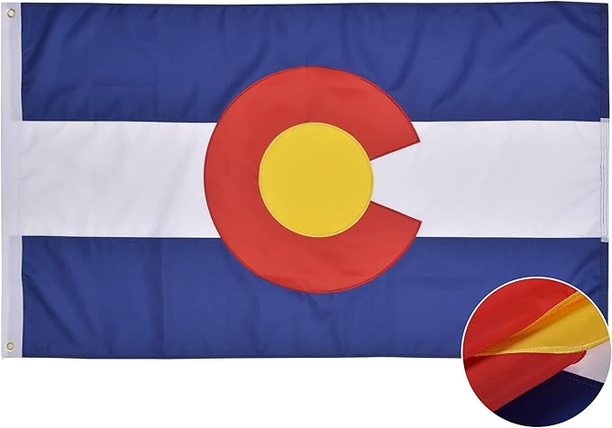 Colorado State Flag 5x8 Ft Deluxe Full Embroidered Heavy Duty Polyester Durable CO Outside Flags with Sewn Stripes and Brass Grommets for Indoor/Outdoor