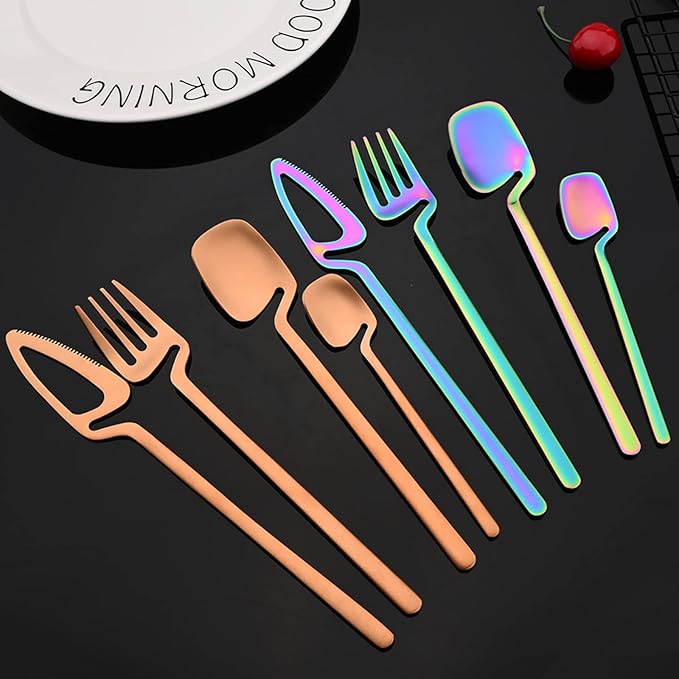 JASHII Flatware Set 32-piece Silverware Set Matte Finished Cutlery Set Service for 8 Include Knife/Fork/Spoon/Coffee spoon Dishwasher Safe (Rose Gold)