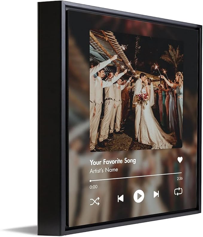 Personal-Prints CUSTOM SONG | Custom Song Title and Photo Wedding Wall Art Gift | Personalized Photos & Song | Anniversary, Wedding, Valentine's Day Gift (12"x16" Float Framed Canvas)