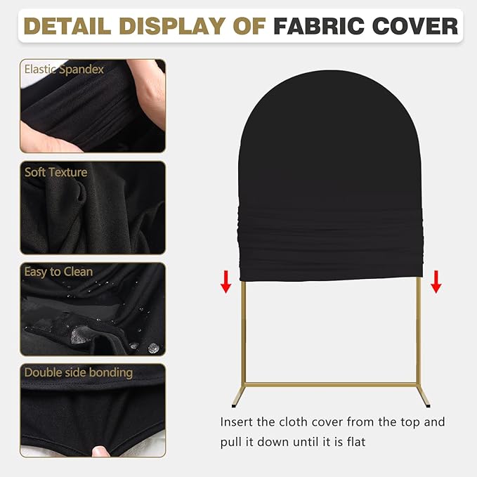 Arch Backdrop Stand and Cover Set, 3 Metal Balloon Arch Backdrop 4ft 5ft 6ft, Gold Arched Stand Frame for Wedding, Parties,Birthday, Backdrop Decorations (Black,4ft+5ft+6ft)