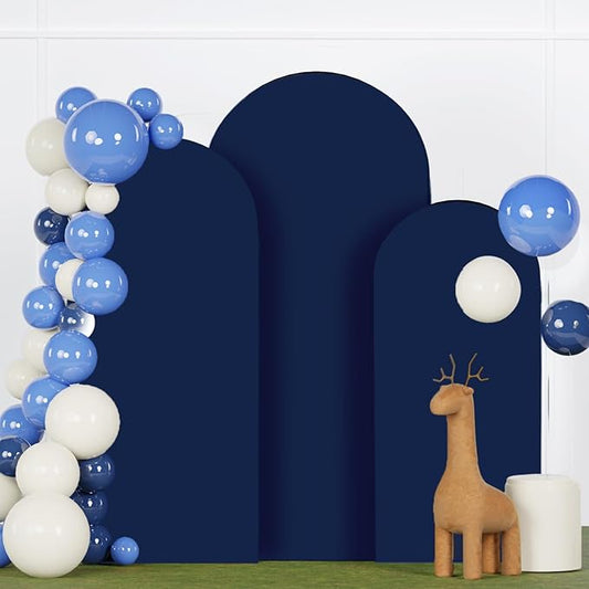 Wedding Arch Cover 7.2FT 6.6FT 6FT Navy Spandex Arch Cover Set of 3 Arch Covers Stretchy Backdrop Round Top Arch Cover for Arch Stand Chiara Backdrop Covers for Wedding Birthday Party Decor