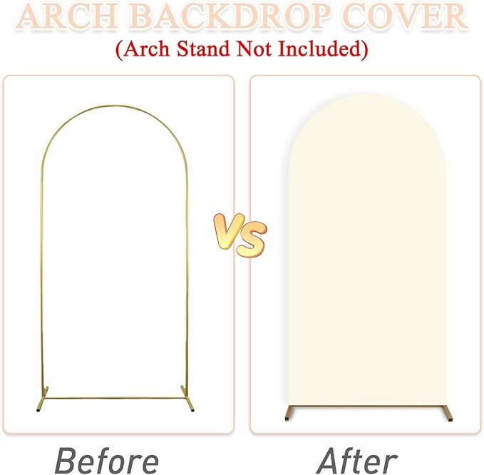Ivory Wedding Arch Cover Set of 3 Stretchy Arch Backdrop Cover 4FT, 5FT, 6FT Cover for Arch Backdrop Spandex Fitted Wedding Arch Stand Covers for Birthday Party Ceremony Banquet Decor