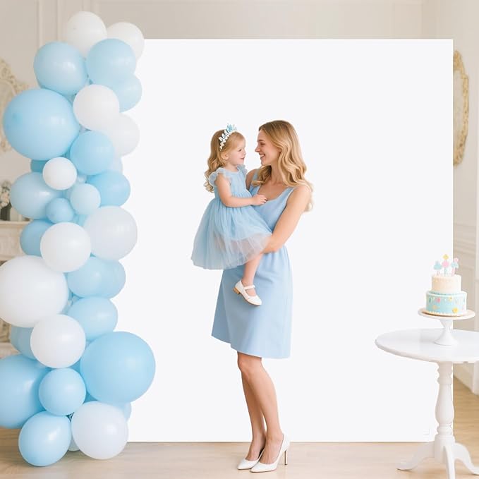 Metal Arch Backdrop Stand and White Arch Cover Set 6.6 x 6.6FT Square Wedding Backdrop Arched Stands with Balloon Arches Stand Cover for Birthday Party Baby Shower Graduation Ceremony Decor