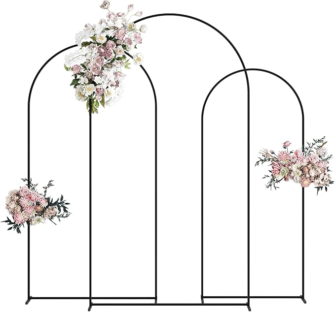 Wedding Arch, Metal Arch Backdrop Stand, Balloon Arch Stand Wedding Frame for Ceremony Decoration (Black, 7.2FT, 6.6FT, 6FT Arch Backdrop)