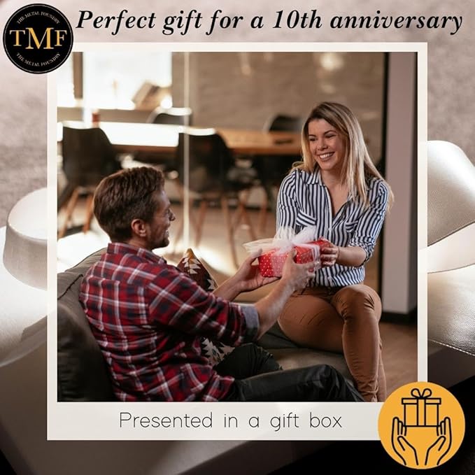 The Metal Foundry Personalized Tin 10th Large Sundial - Recycled Metal Home Decor Or Garden Present Idea Made in The UK for Parents, Grandparents, Friends, Couples On 10 Yr Marriage